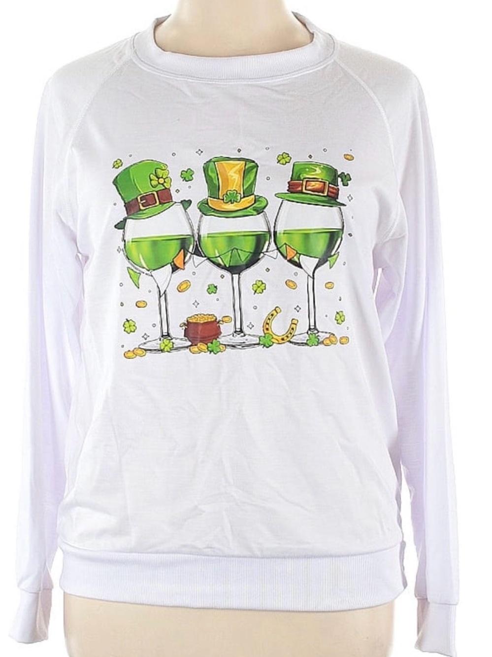 Beautiful, Stylish and Fun St. Patrick's Day Green Wine Glass Graphic Sweatshirt